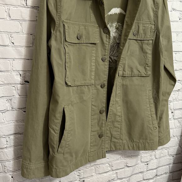 Lucky Brand Military Jacket $199 Embroidered Tiger Fighter Lover, Medium EUC - Picture 5 of 12
